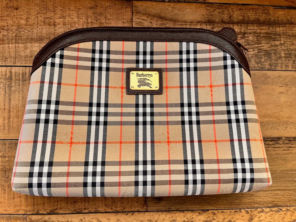 BURBERRY Nova Check Beige Canvas Pouch Clutch Bag